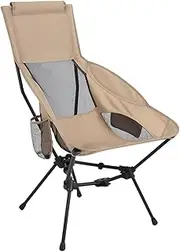Camp Chair | Outdoor Garden Moon Chair | Foldable Ultra Light Compact Heightened Seat with Head Support for Hiking Beach Fishing Travel Picnic