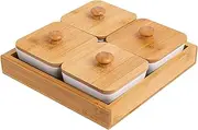 Urban Cupboard Condiment Serving Set, Set of 4, Includes Lids and Tray
