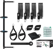 Pilates Bar Kit - Pilates Stretch Bar with Resistance Bands, Portable Exercise Stick Kit | Multifunctional Fitness Latex Equipment with Ab Roller for Full Body Training for Women and Men