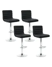[Artiss] Leather 4x Bar Stool Kitchen Chairs in Black