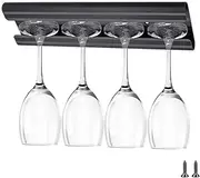 Wine glass rack, Under Cabinet Wine Glass Holder, Wine Glass Holder Under Cabinet, Wine Glasses Holder for bars and restaurants (Black)