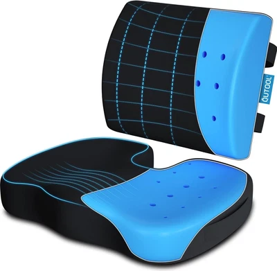 Memory Foam Seat Cushion & Lumbar Support Pillow for Office Chair Car Wheelchair