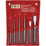 TTI CHISEL & PUNCH SET PC6SET 6 Pieces +Wallet, 10, 12, 16, 19, 22 & 25mm
