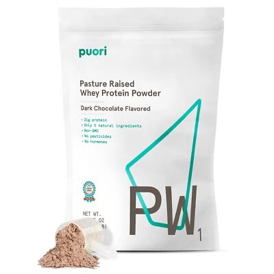 Puori Whey Protein Powder - Dark Chocolate - PW1 Pasture Raised Grass-Fed & N...