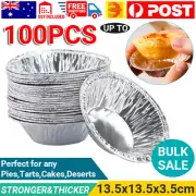 20-100x Round Aluminium Foil Tray Disposable Baking Cake Pie Tarts Container AU