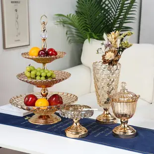 水果盤 客廳水果盤 幹果盤 歐式水晶玻璃水果盤客廳高檔茶幾糖果盤子網紅創意家用大號果籃斗