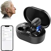 Hearing Aid with Bluetooth, Noise Reduction, Adjustable Volume, in-Ear Design, Portable Charging Case and Accessories - Perfect for Hearing Amplification.