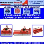 Millers Falls Heavy Duty 3 Point Linkage PTO Flail Mower 1520mm Cutting Width
