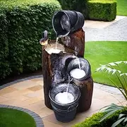Cascading Fountain 3-Tier Bucket LED Light Bird Solar Water Feature 76CM