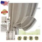 Chic 96 Inch Farmhouse Curtains with Lace Trim - Light Filtering Taupe Drapes
