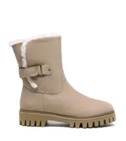 EVERAU Women Boots Sheepskin Wool Lining Leather Upper Mid Calf Boots Nonslip