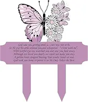 Butterfly Grave Decorations for Cemetery, Waterproof Garden Stake, 10x8 Inches Grave Site Decorations for Cemetery (Purple)