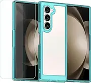 [FZZSZS] Case for Samsung Galaxy Z Fold6 + Tempered Glass Screen Protector Protective Film,Slim Transparent Blue Protection Case Cover for Samsung Galaxy Z Fold6 (6.4")