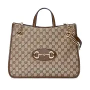 New Authentic Gucci Horsebit 1955 Original GG Canvas & Leather Medium Tote Bag