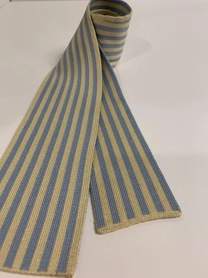 New Unused HERMES Neck Tie Yellow Light Blue Striped Tie 100%Silk France