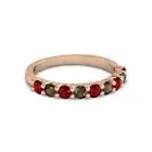 925 Silver Round 2.5MM Ruby Smoky Quartz Eternity Rose Plated Women Ring