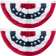 American Flag Bunting,Usa Pleated Fan Flag,2x4 Ft Half Flags Banner for Porch...
