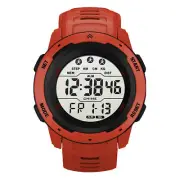 (Red)Digital Sports Watch Waterproof Luminous Timing Mens Sport Running AP9 FF