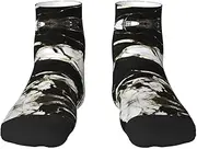 [pvinnk] Black And White Marble Texture Print Functionality Socksing Adult Socks For Workout Winter Warmth And Everyday Wear