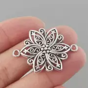 10Pcs Antique Silver Filigree Flower Connector Charm Pendant DIY Jewelry Finding