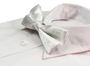 Mens White Sparkly Glitter Patterned Bow Tie