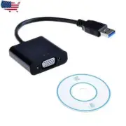 USB 3.0 to VGA Video Graphic Card Display External Cable Adapter for Windows 10