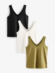 White/Black/Grey Marl Modal Slouch Vests 3 Pack (AC8860) | $48