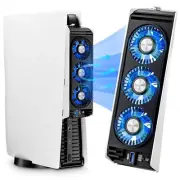 Cooling Fan for PS5 Accessories,with 3 Blue LED Light/ 2 USB 3.0 Ports / 2 Fan S