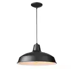 Hampton Bay 1-Light Black Warehouse Pendant Hanging Light with Metal Shade