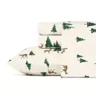 Deer Hollow 4-Piece Beige Graphic Flannel Full Sheet Set