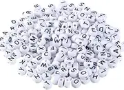 LORJE 660Pcs Letter Beads 4x7mm Letter Beads A-Z Round Alphabet Beads for DIY Jewelry Making Bracelets Necklaces (Black-White)
