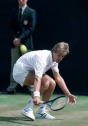 Anders Jarryd of Sweden in action during his men's singles match - Old Photo