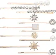 Luxshiny 11Pcs Crystal Bobby Pins Vintage Pearls Decorative Hair Pins Gold Hair Clip Hair Slides Clips Vintage Decorative Bobby Pins for Ladies