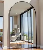 OGCAU Full Length Mirror, 76"x34" Arched-Top Mirror - Hanging, Leaning or Standing - Wall Mounted with Aluminum Frame for Living Room (Black)