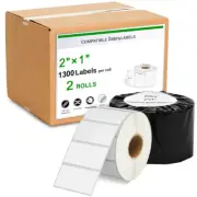 2" x 1" Direct Thermal for Zebra / Eltron GX430T GK420D 1300 Labels/Roll 2X1inch