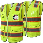 Asiphitu Reflective High Visibility Safety Vest for Men Women with 10 Pockets Hi Vis Reflective Vest Meet ANSI/ISEA Standard