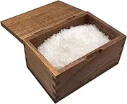 Itomoyo Salt Cellar Acacia Wood Storage Box with Flip Lid, 20 oz Capacity Natural 5.625 x 3.625 x 3
