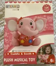 NEW Steam Life Pink Elephant Sounds Musical Plush Baby Toy