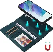 [Umlovecase] for Samsung S21 FE 5G Case,for Galaxy S21 FE 5G Wallet Case,2 in 1 Detachable Wallet Phone Cover[RFID Blocking] PU Leather Flip Kickstand Shockproof Protective Phone Cover-Dark Green