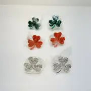 St. Patrick's Day Shamrock Napkin Rings Green Orange White Clover Ring Holder 6