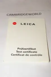 LEITZ LEICA 50mm F2.0 SUMMICRON R MOUNT LENS TEST CERTIFICATE ORIGINAL GENUINE