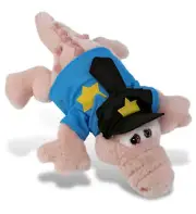 DolliBu Pink Alligator Police Officer Plush with Cop Uniform and Cap – 14 Inch