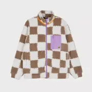 SANTA CRUZ - Womens Sydney Sherpa Fleece Jacket - Brown Checkerboard