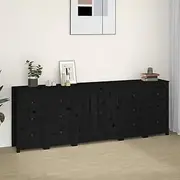 Sideboard Black 230x35x80 cm Solid Wood Pine,Buffets & Sideboards-3114088