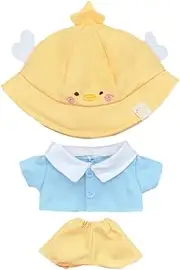 niannyyhouse 20cm Plush Doll Clothes Bunny Duck Hat Shirt Pants Kindergarten Set 8in Soft Stuffed Doll Dressup (Yellow)