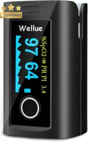 Fingertip Pulse Oximeter 60F Blood Oxygen Monitor Alarm, Batteries, Bag, Lanyard