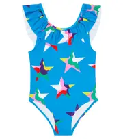 [Stella McCartney Kids] Stella McCartney Kids Printed ruffle-trimmed swimsuit Y 3 multicoloured