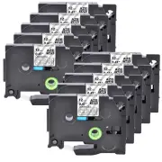 10PK Compatible with Brother P-Touch TZ-135 White on Clear 0.47" Label Tape 12mm