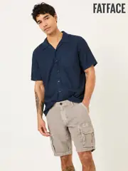 FatFace Grey Cotton Linen Cargo Shorts (E80233) | $127