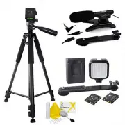 VIVITAR 72" TRIPOD + LED LIGHT + ZOOM MICROPHONE FOR CANON EOS REBEL 6D 7D 5D T5